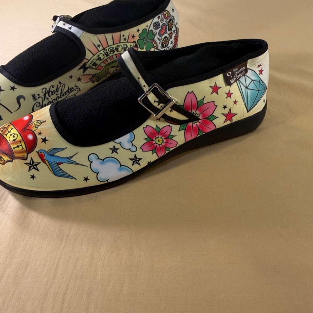 Hot chocolate design chocolaticas Mary Jane’s tattoo print US size 10 EU size 40 - Picture 2 of 11